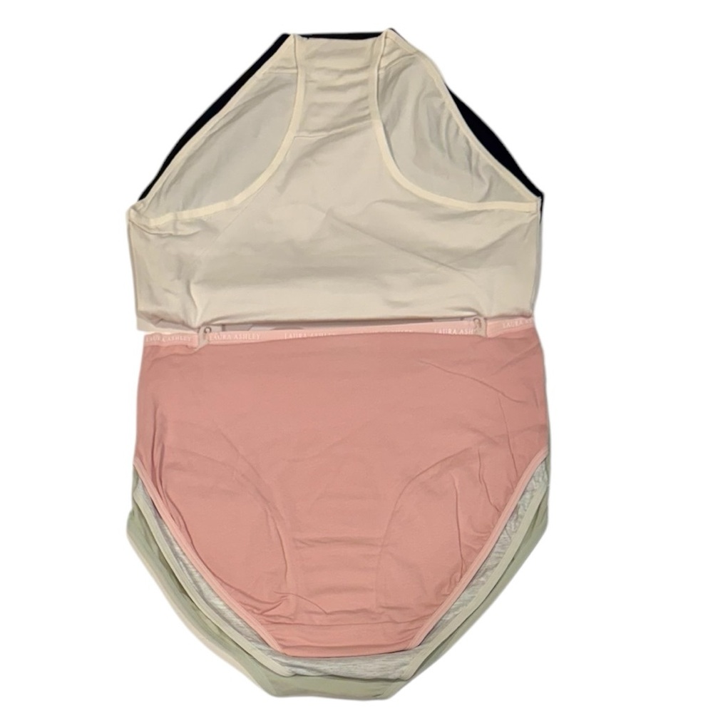 LAURA ASHLEY 5 Pack Panties Cotton Spandex Tag Free Pastel Neutral NWT Large - Picture 8 of 13